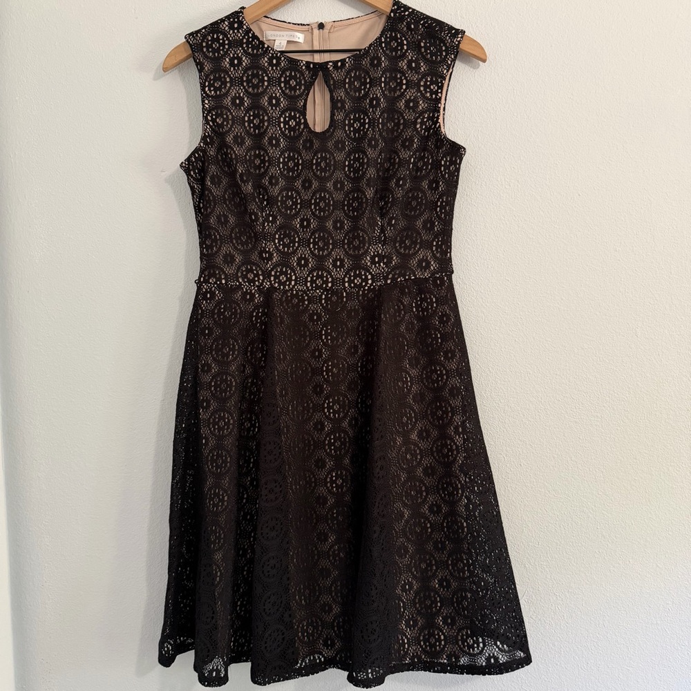 London Times - Lace Overlay‎ Dress